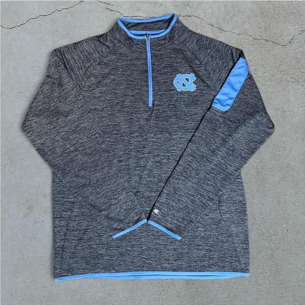 Men's Gray and Blue UNC Tar Heels quarter zip sweater